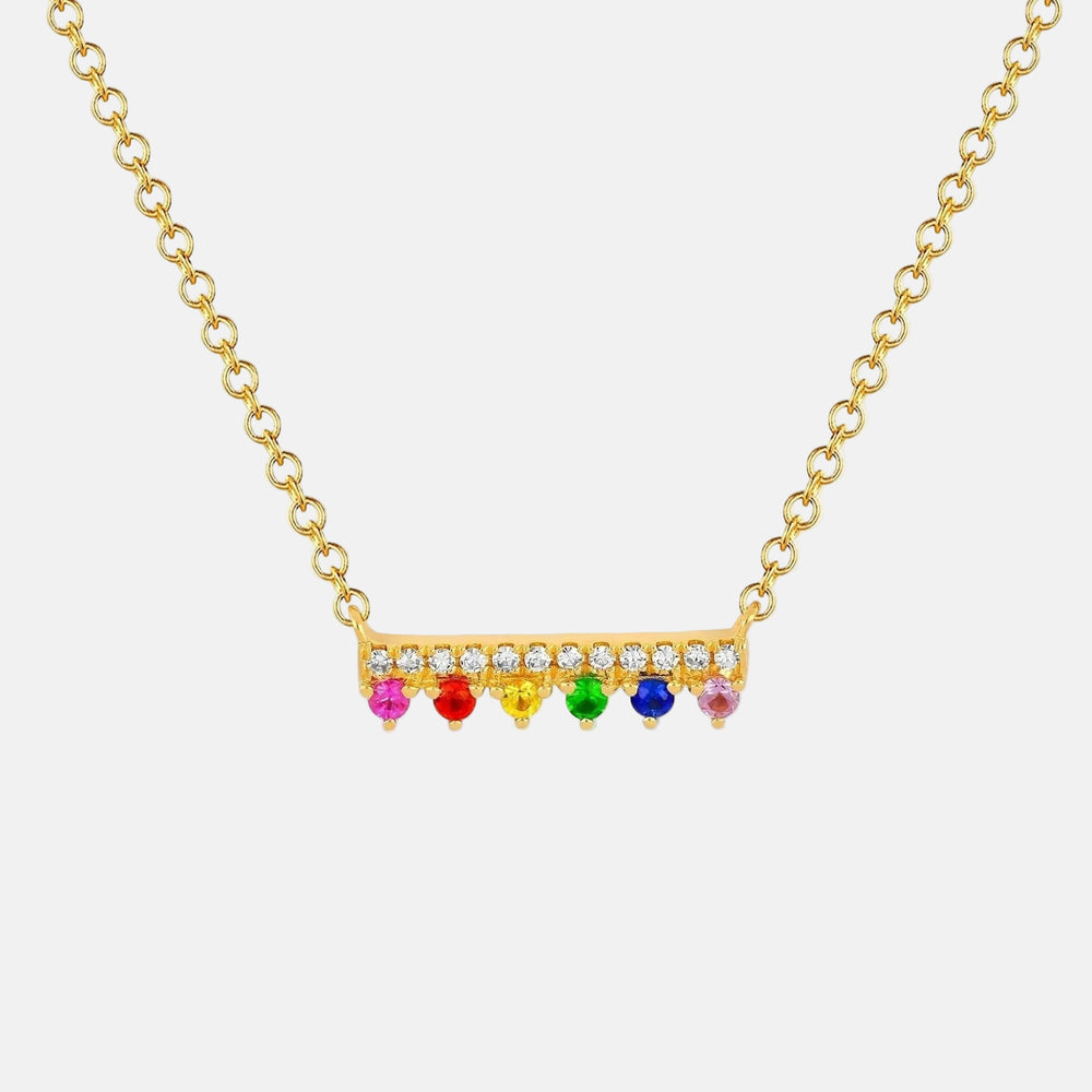 Diamond &amp; Rainbow Chloe Bar Necklace by EF Collection - At Present Jewelry