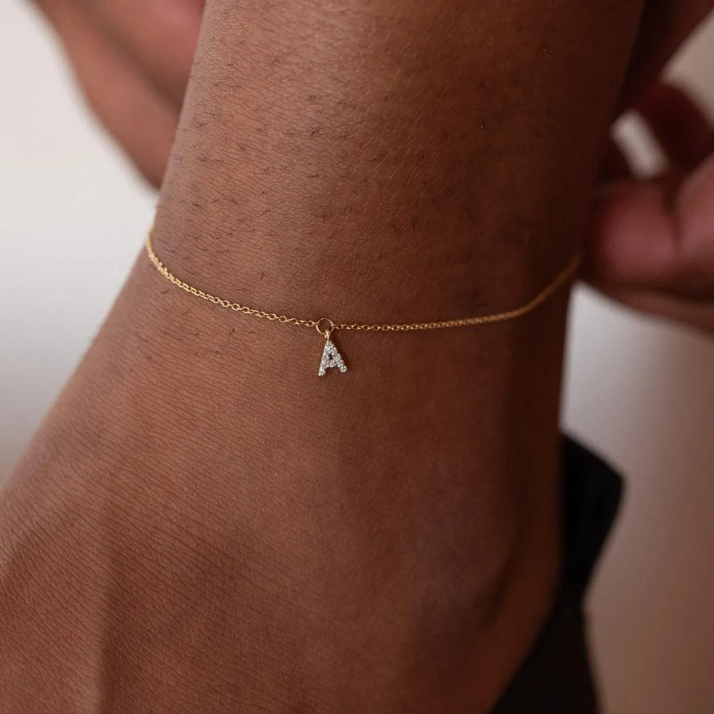 Diamond Mini Initial Anklet by Eriness - At Present Jewelry