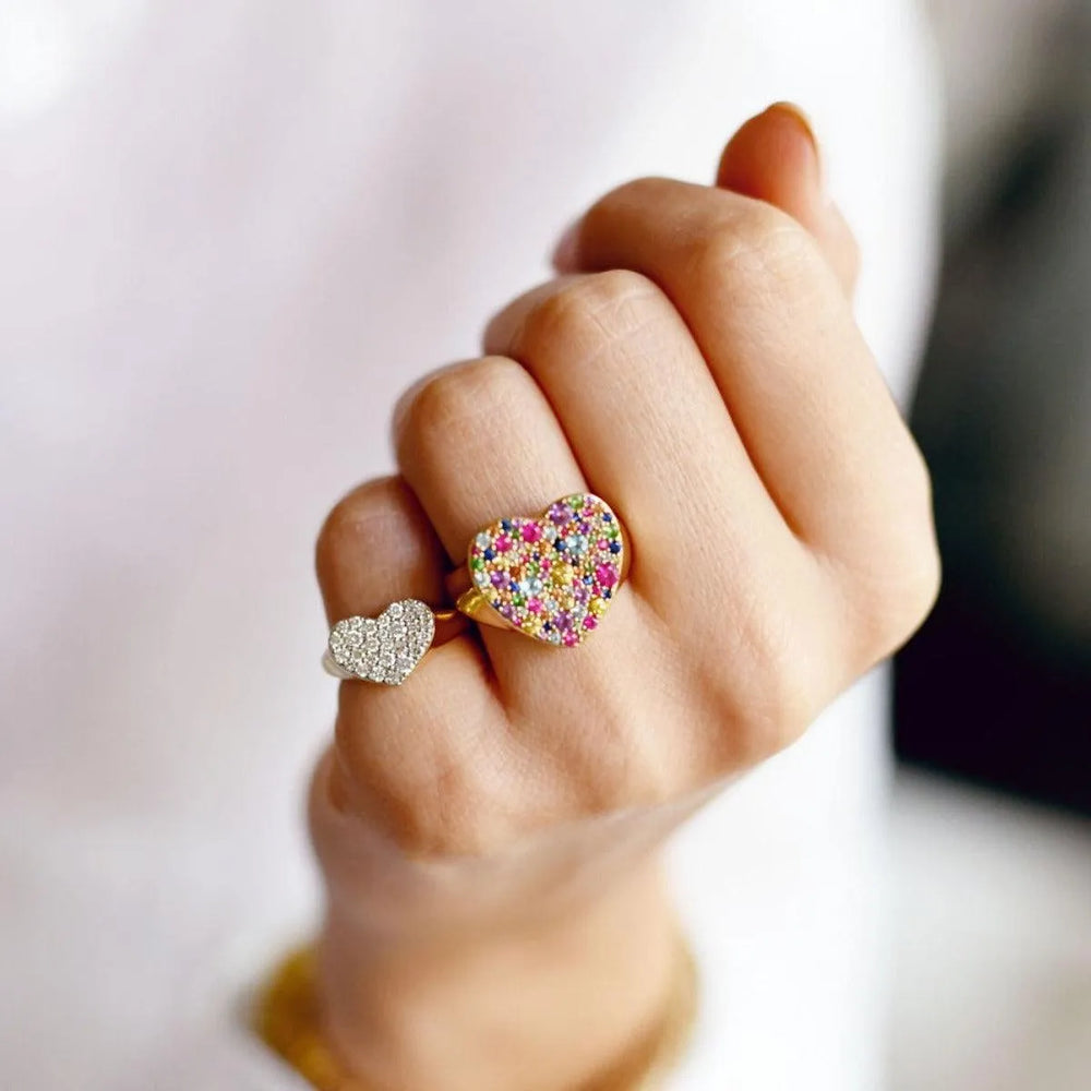 Diamond Smushed Heart Pinky Ring by Eriness - At Present Jewelry