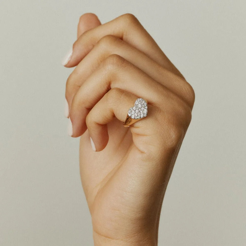 Diamond Smushed Heart Pinky Ring by Eriness - At Present Jewelry