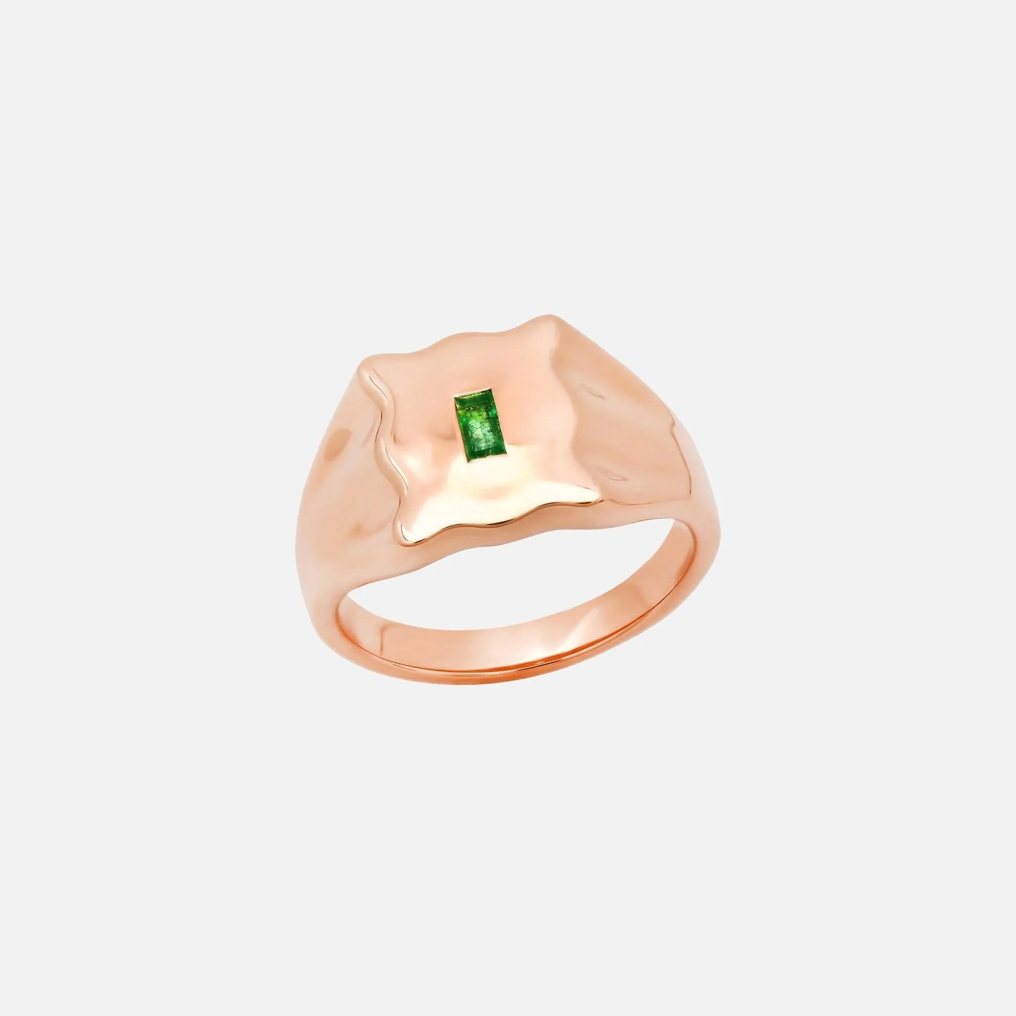 Emerald Baguette Form Signet Ring - At Present