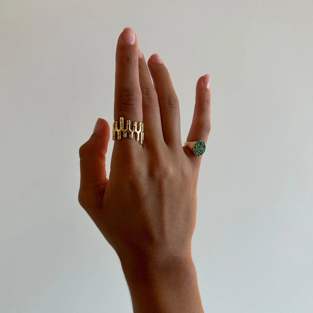 Emerald Signet Pinky Ring by Eriness - At Present Jewelry