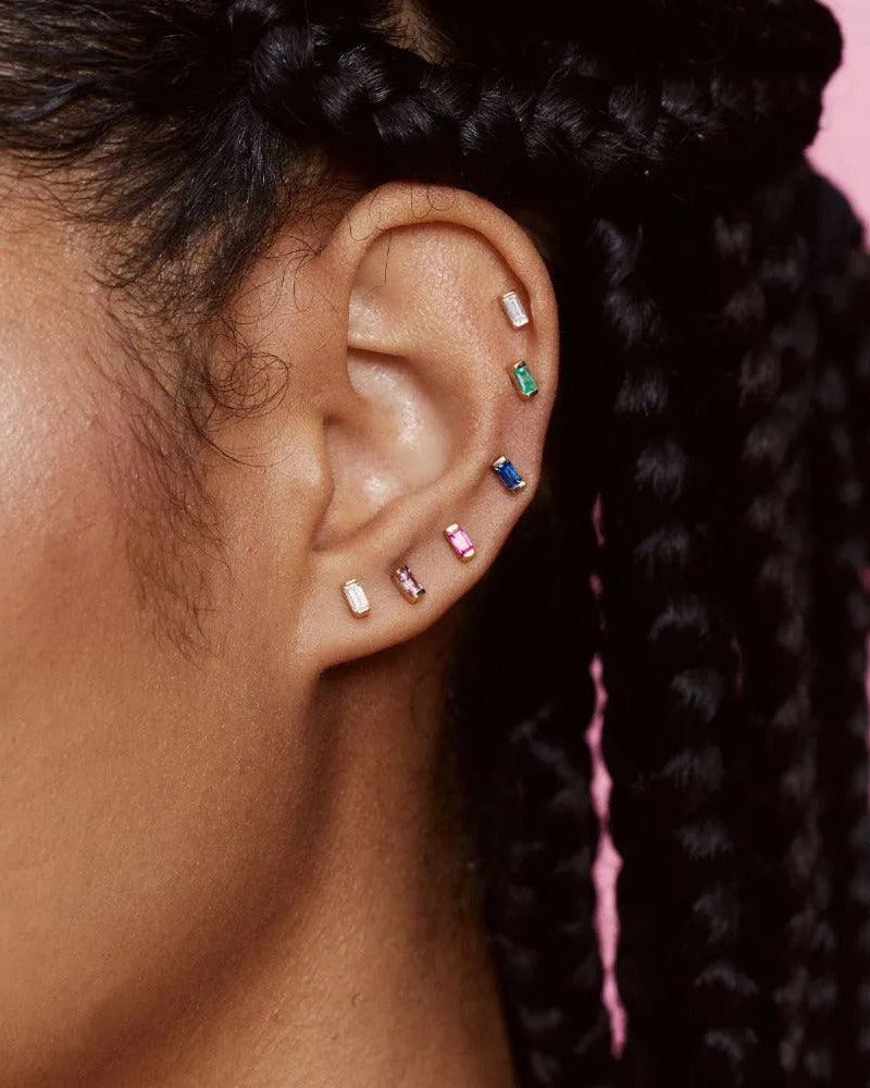 Gemstone Baguette Studs by Eriness - At Present Jewelry