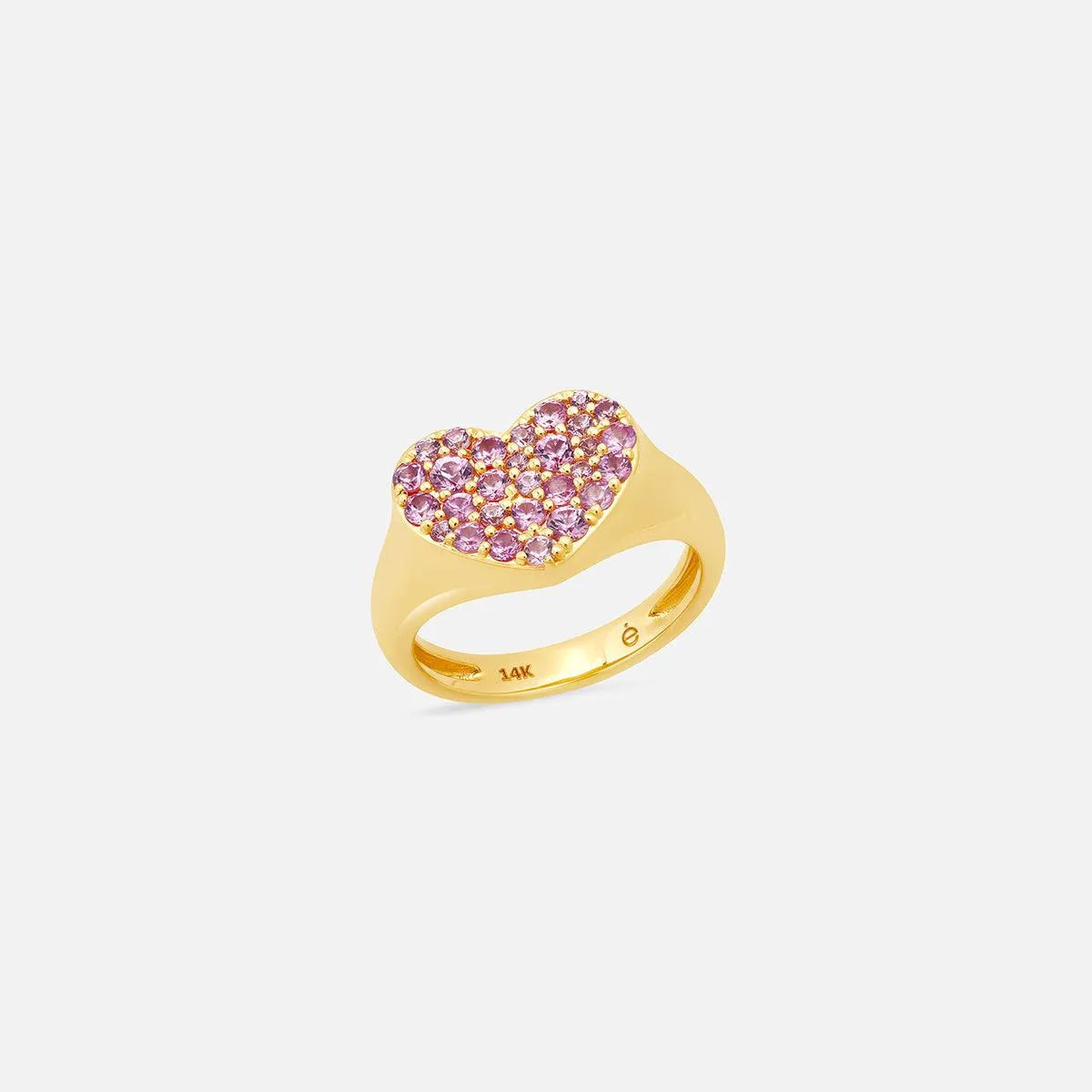 Pink Sapphire Smushed Heart Pinky Ring - At Present