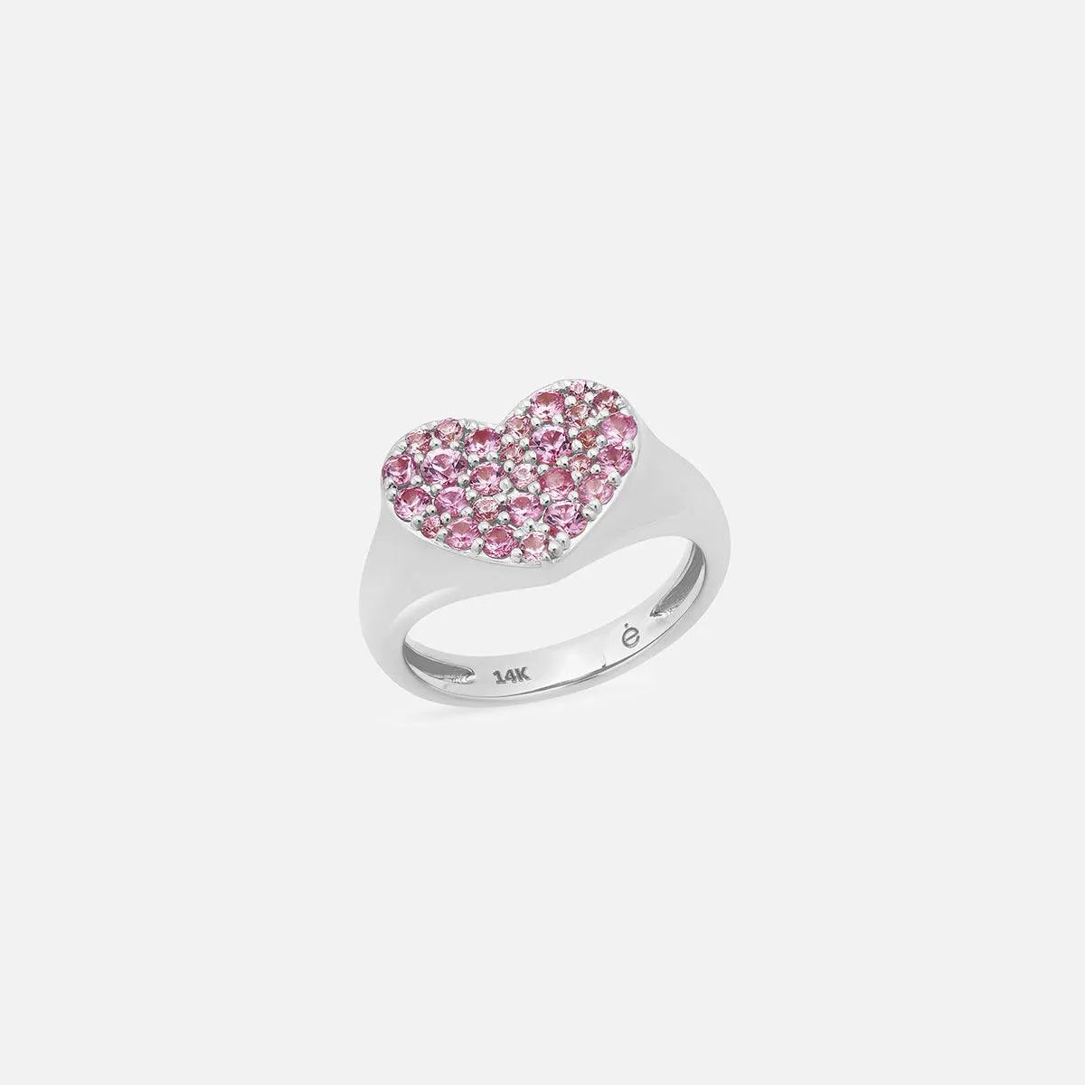 Pink Sapphire Smushed Heart Pinky Ring - At Present