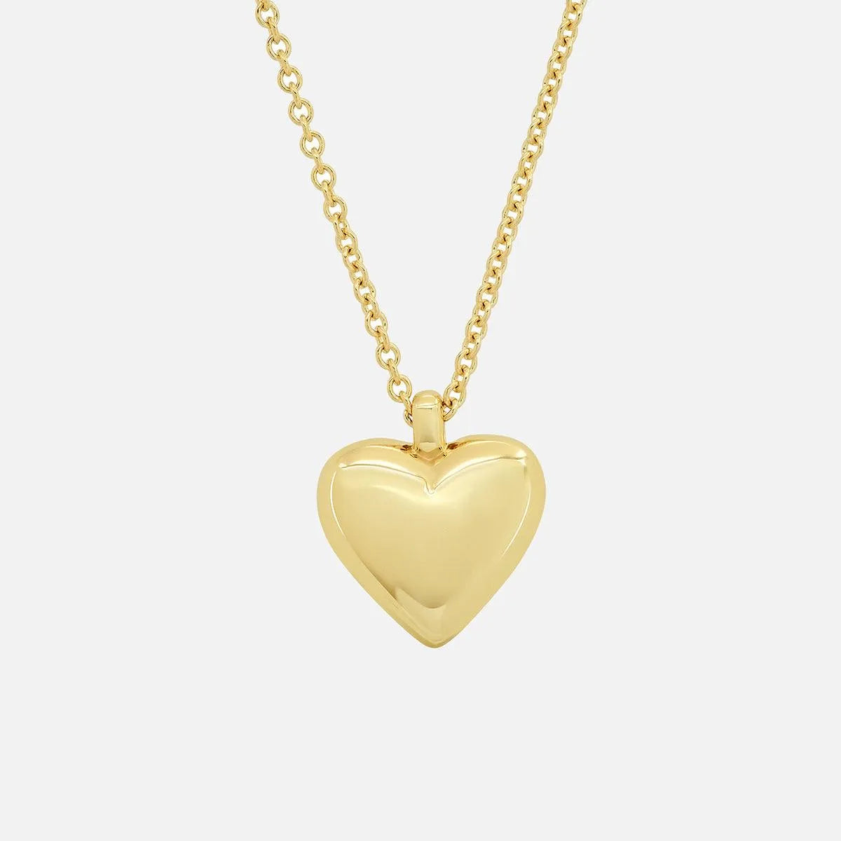 Small Reversible Diamond and Gold Puffy Heart Necklace - At Present