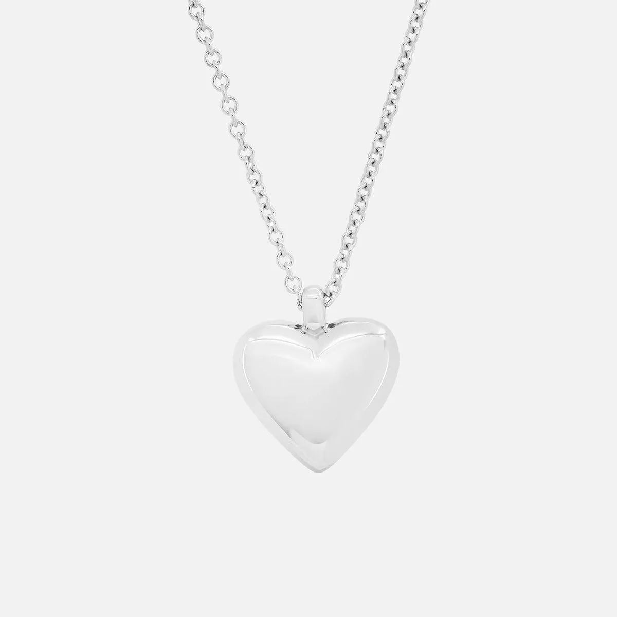 Small Reversible Diamond and Gold Puffy Heart Necklace - At Present