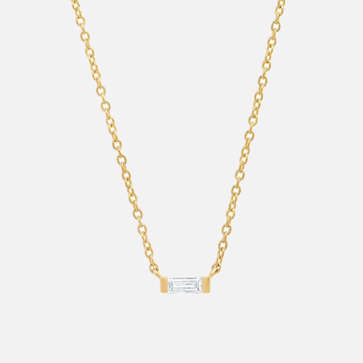 Solitaire Diamond Baguette Necklace - At Present
