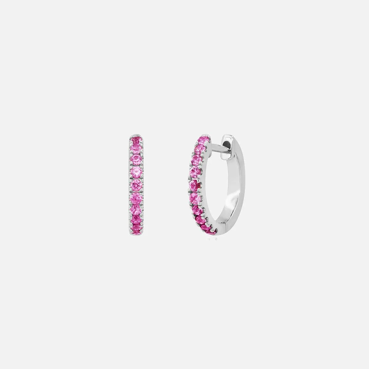 Standard Pink Sapphire Huggies - At Present