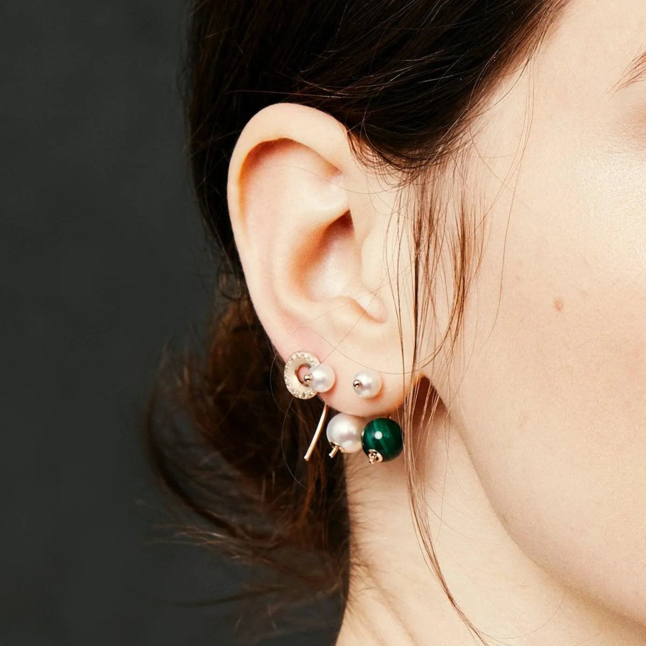 Bumble Bee Pearl Malachite Earring