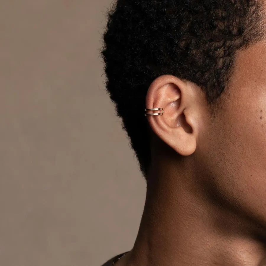 Gossamer Double Line Diamond Ear Cuff by Hirotaka - At Present Jewelry