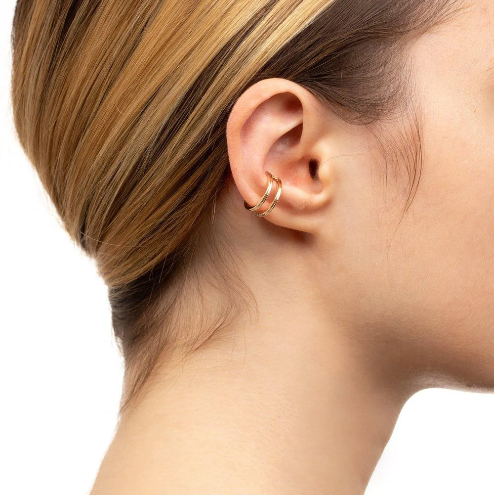 Gossamer Double Line Diamond Ear Cuff by Hirotaka - At Present Jewelry