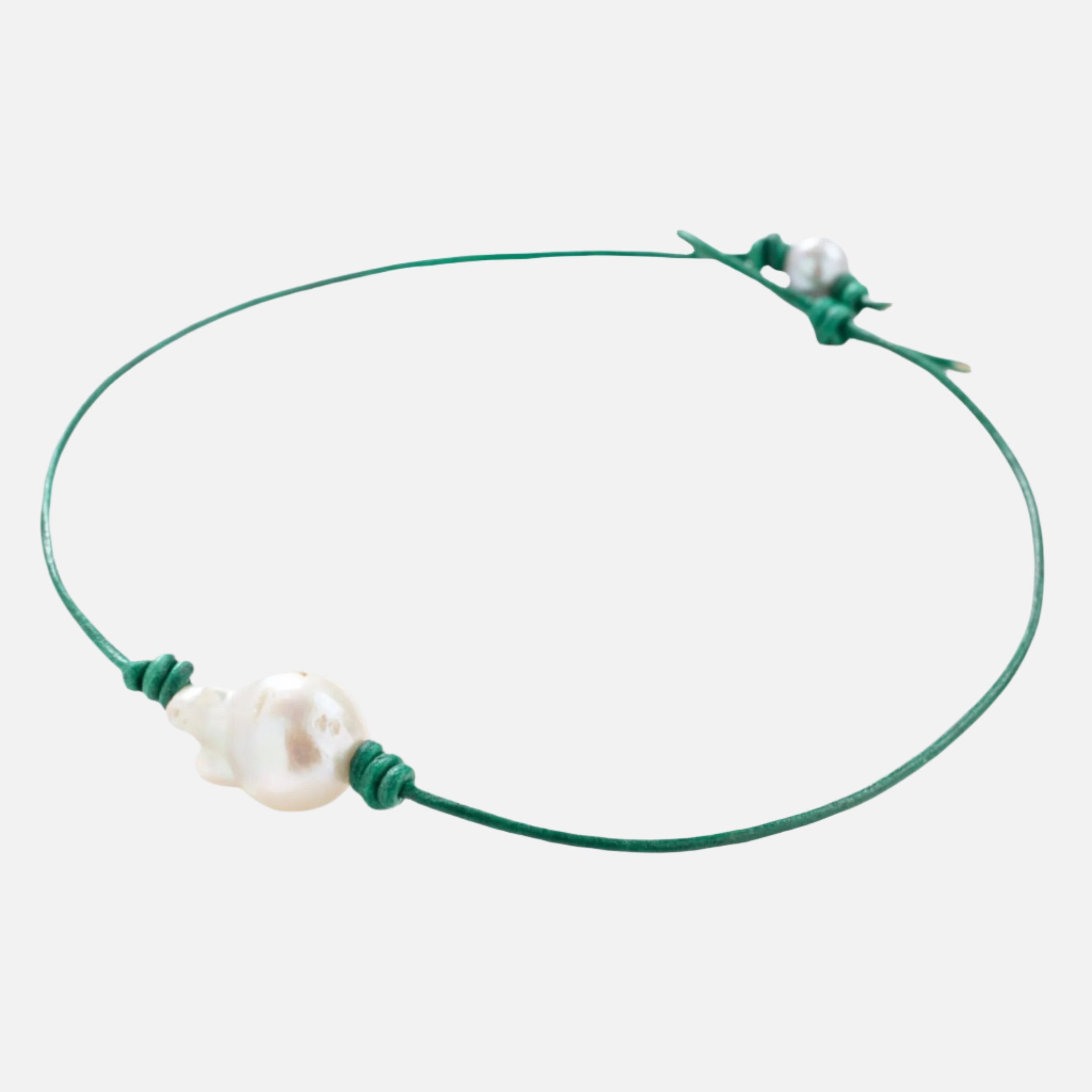 Metallic Sea Green Leather Choker