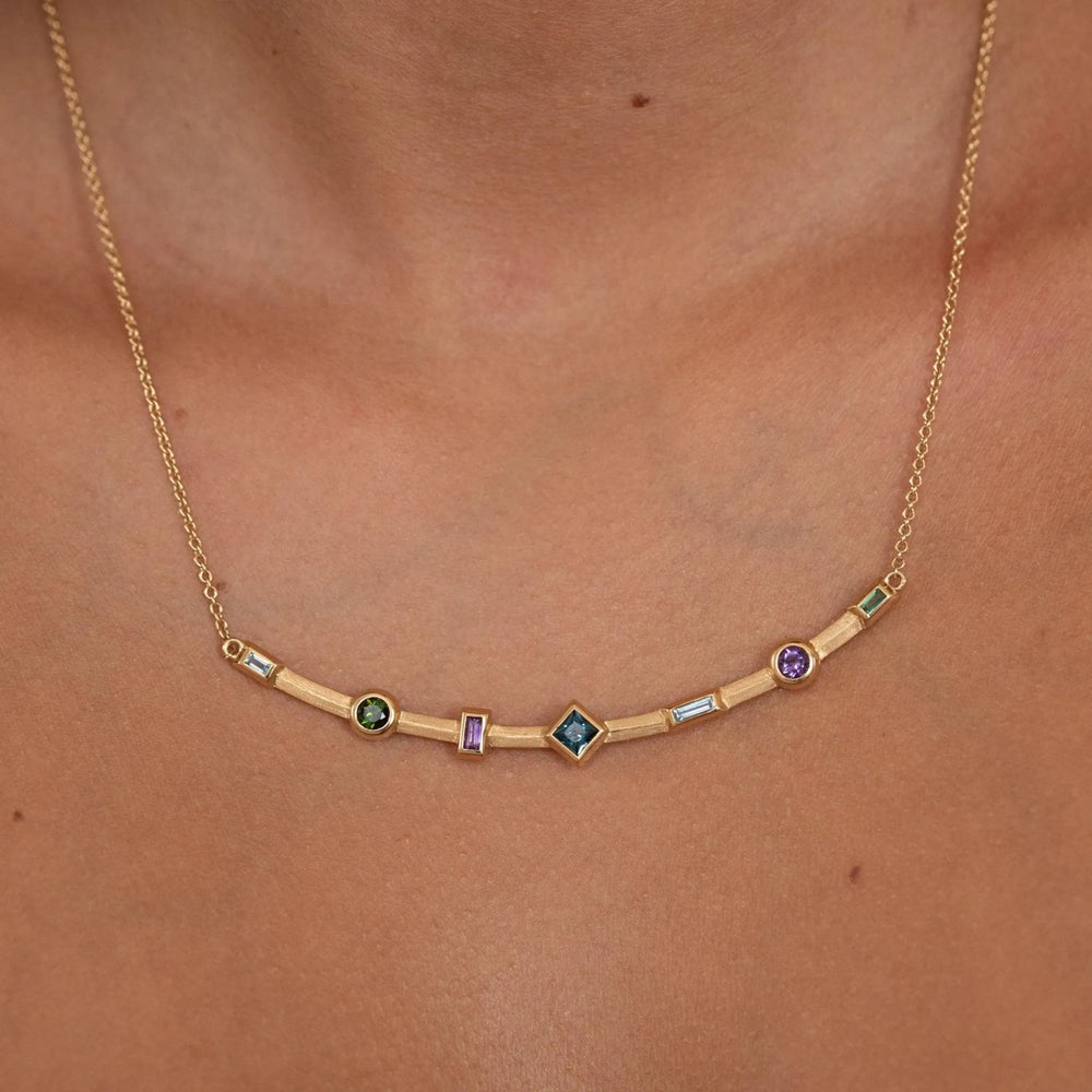 Multicolored Curved Bar Necklace by Jennifer DeMoro Jewelry - At Present Jewelry
