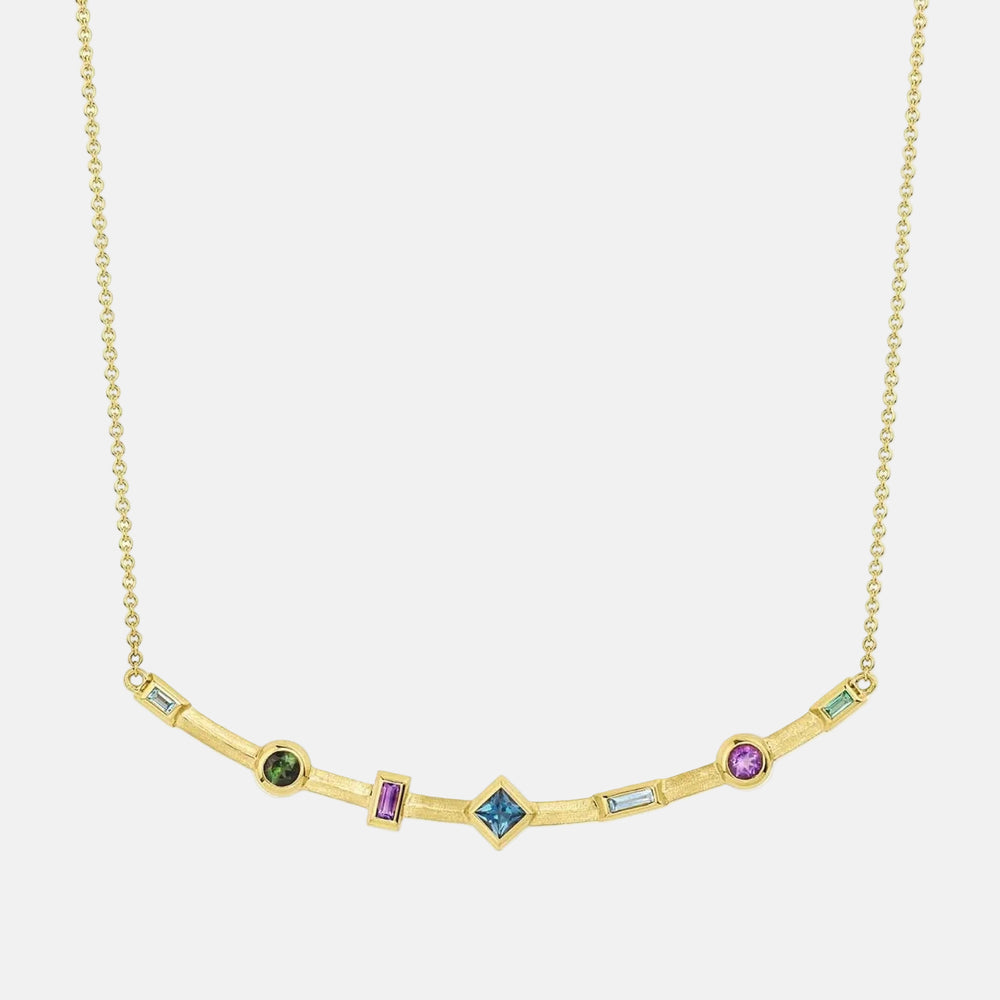 Multicolored Curved Bar Necklace by Jennifer DeMoro Jewelry - At Present Jewelry