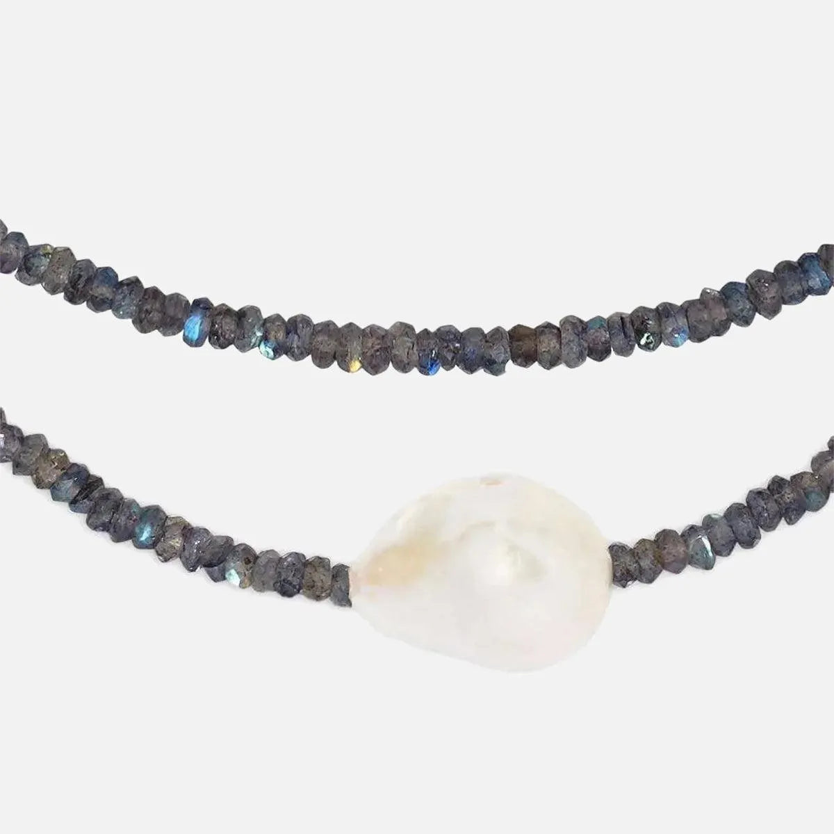 Labradorite Single Baroque Pearl Gemstone Necklace - At Present