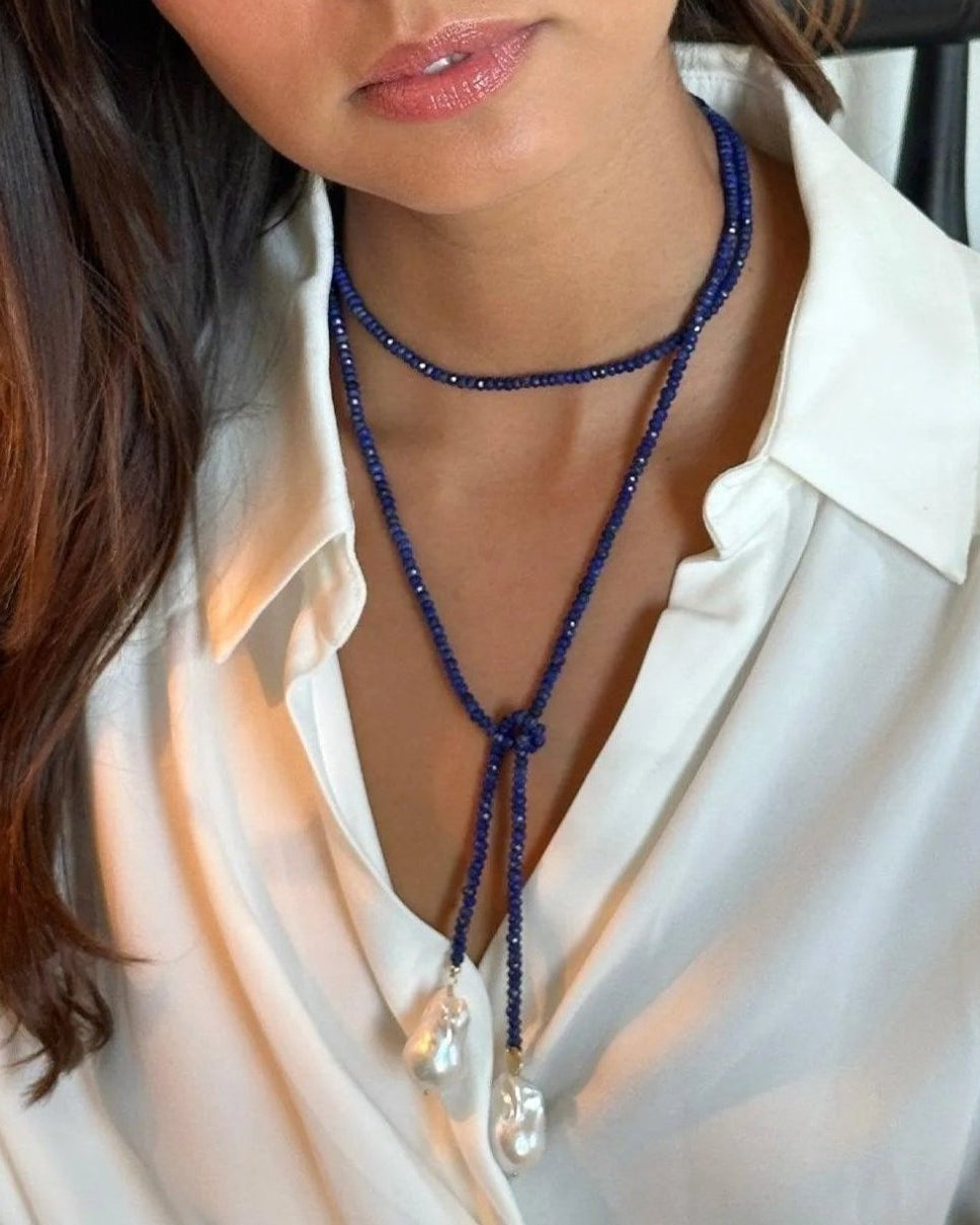 Lapis Classic Gemstone Lariat by Joie DiGiovanni - At Present Jewelry