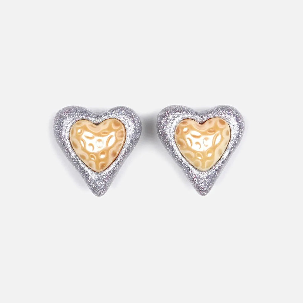 Heart Studs, Glitter by Julietta - At Present Jewelry