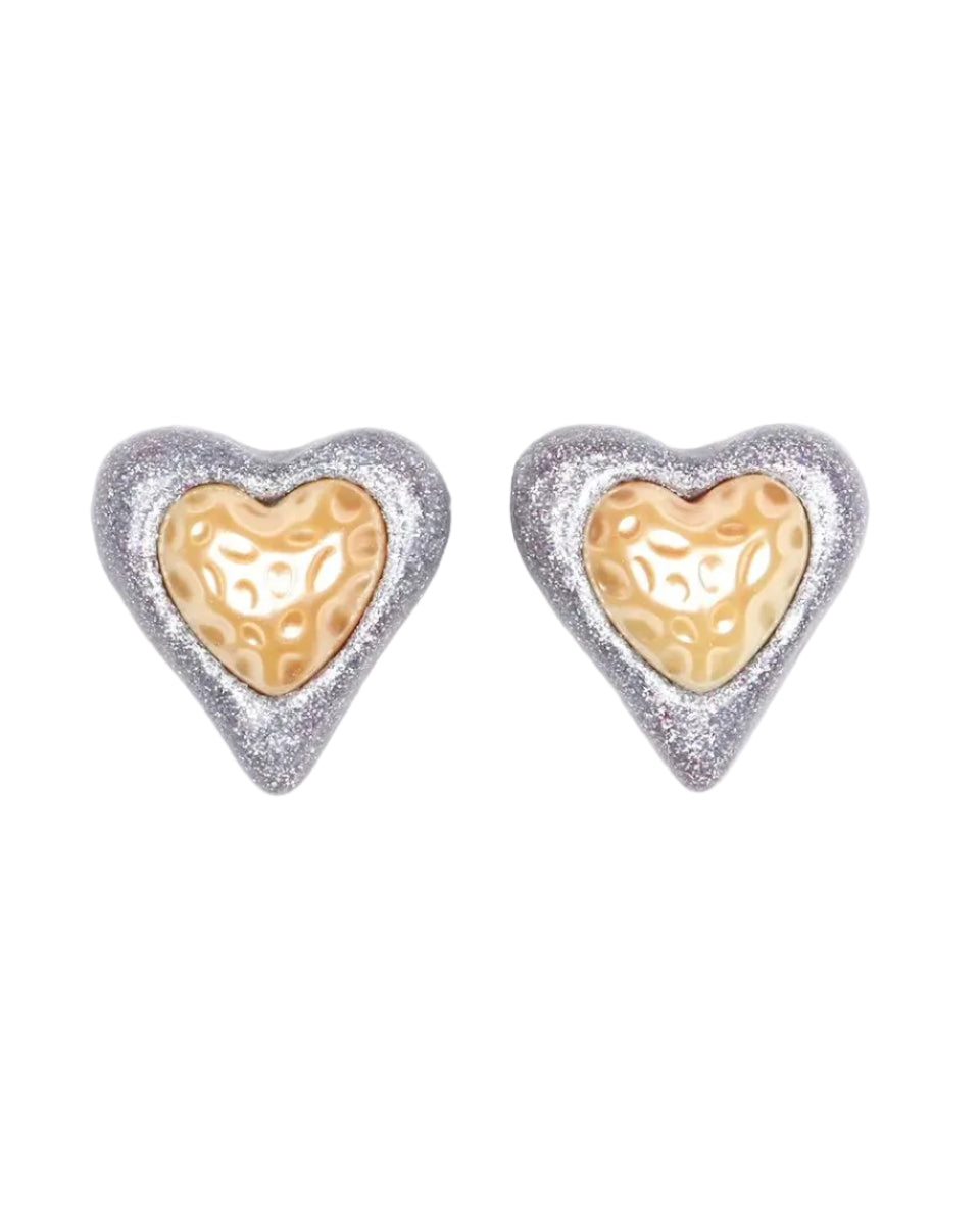 Heart Studs, Glitter by Julietta - At Present Jewelry