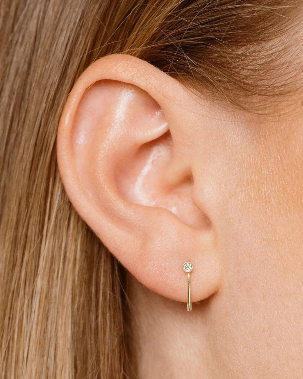 One Pointer Mini Thread Earring by Labulgara - At Present Jewelry