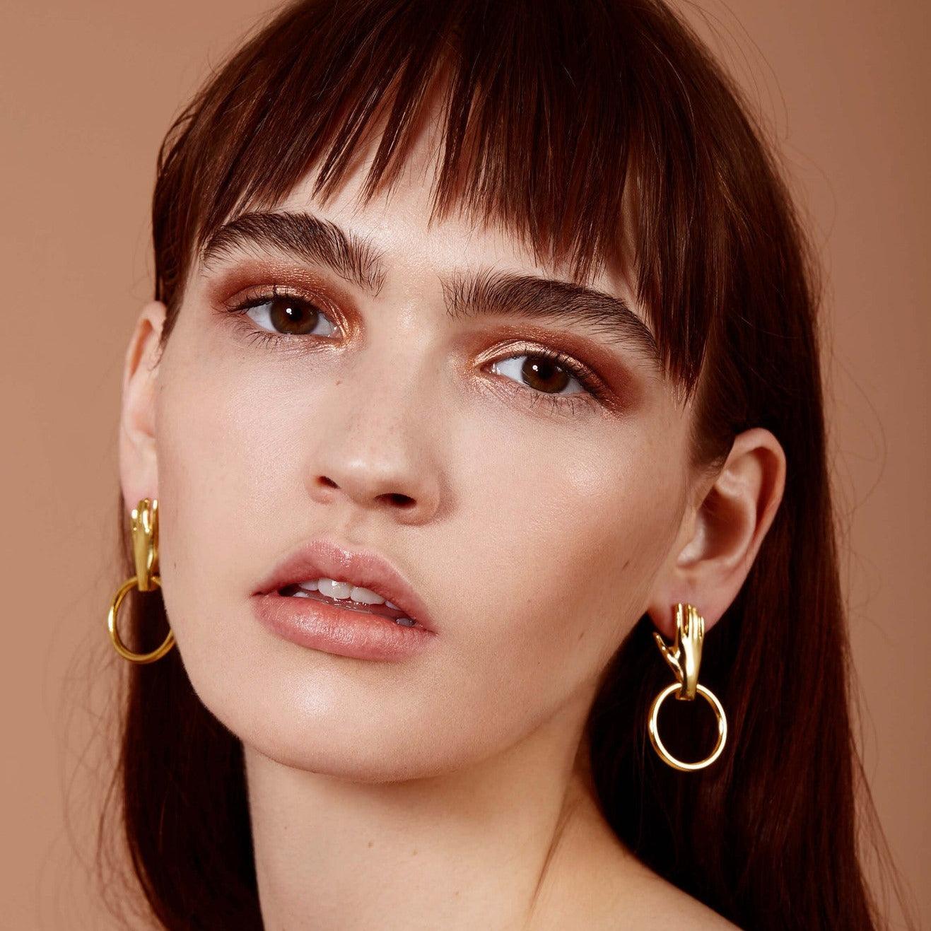 Hand Hoop Earring in Gold - At Present