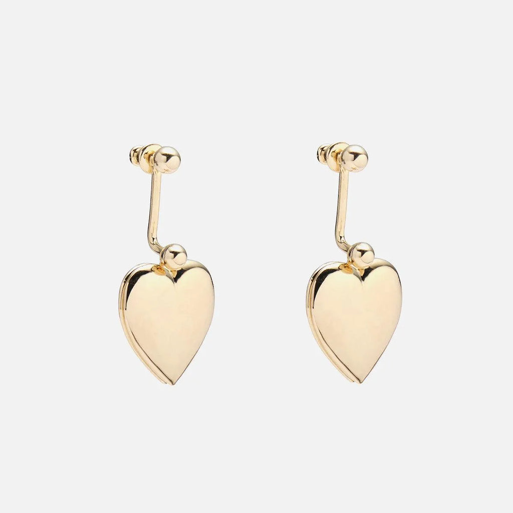 Lady Grey Heart Locket Earrings in Gold - At Present Jewelry