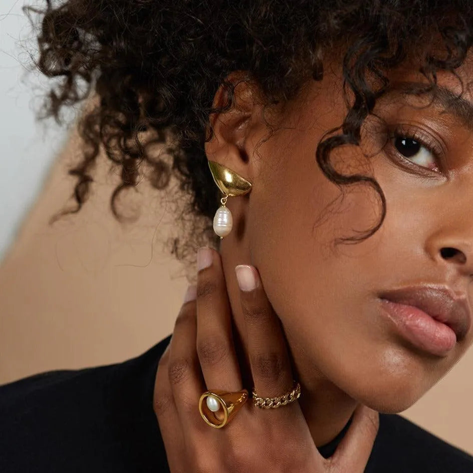 Pearl Lobe Earring in Gold by Lady Grey - At Present Jewelry