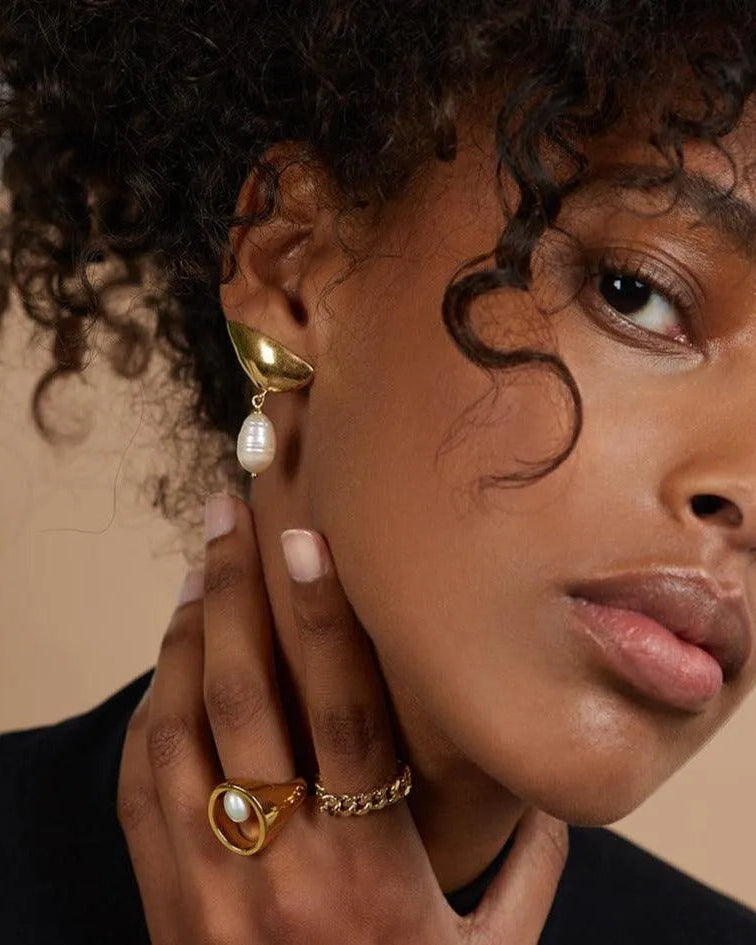 Pearl Lobe Earring in Gold by Lady Grey - At Present Jewelry