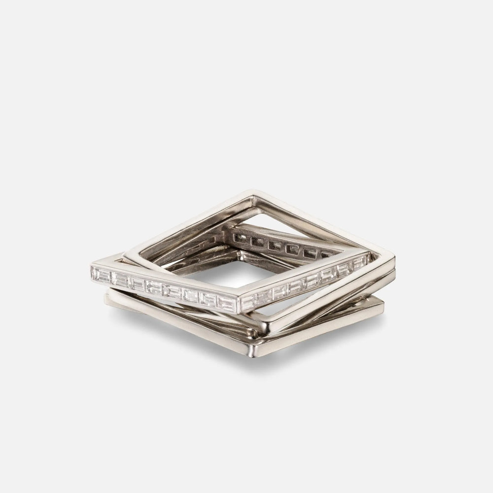 Five Band Puzzle Ring in White Gold by Leslie Paige Jewelry - At Present Jewelry