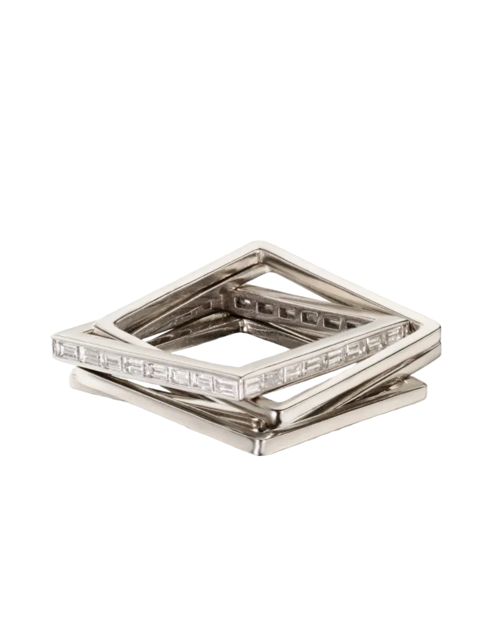 Leslie Paige Jewelry Five Band Puzzle Ring in White Gold At Present