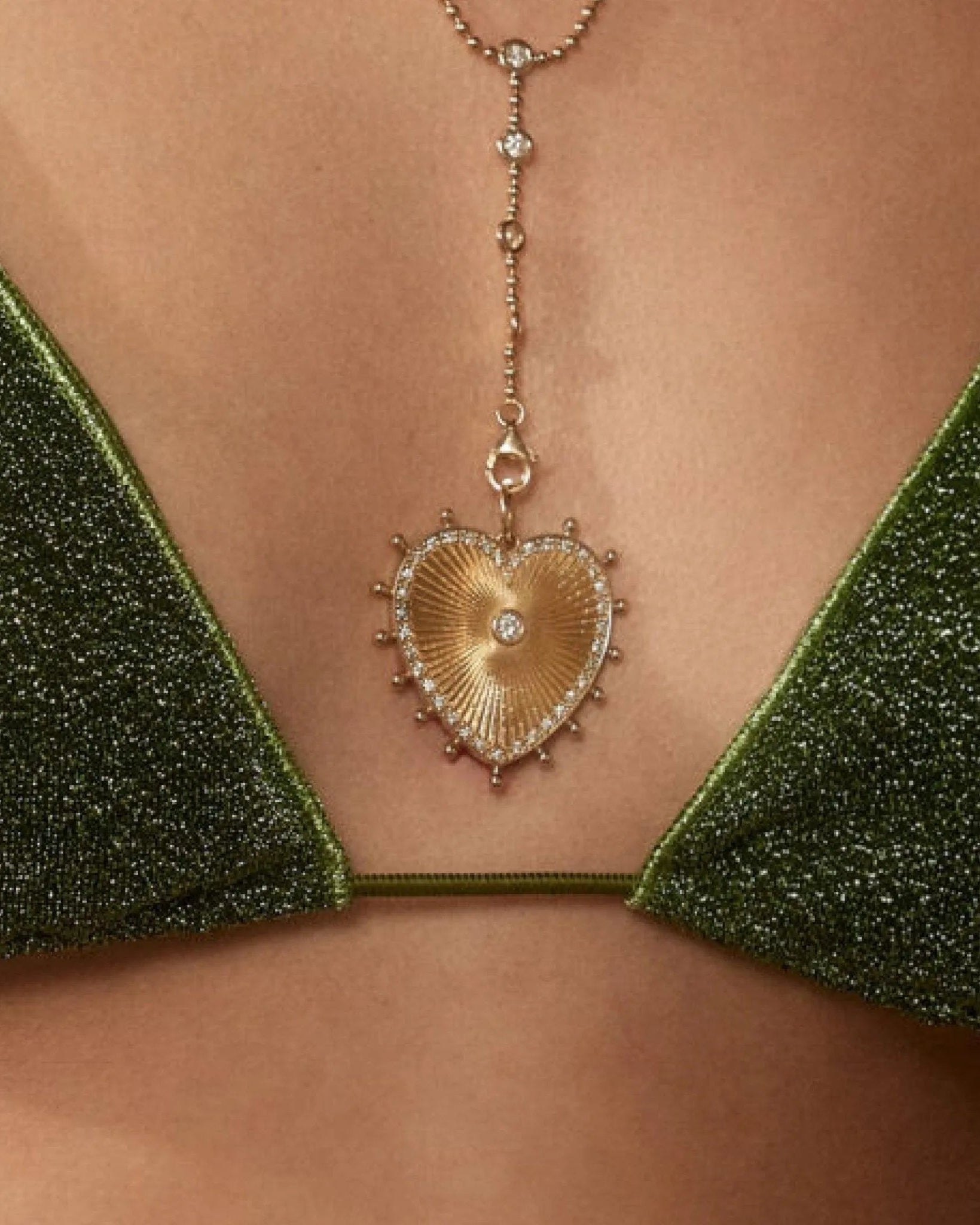 Cassandane Large Diamond Heart Medallion by Lionheart - At Present Jewelry