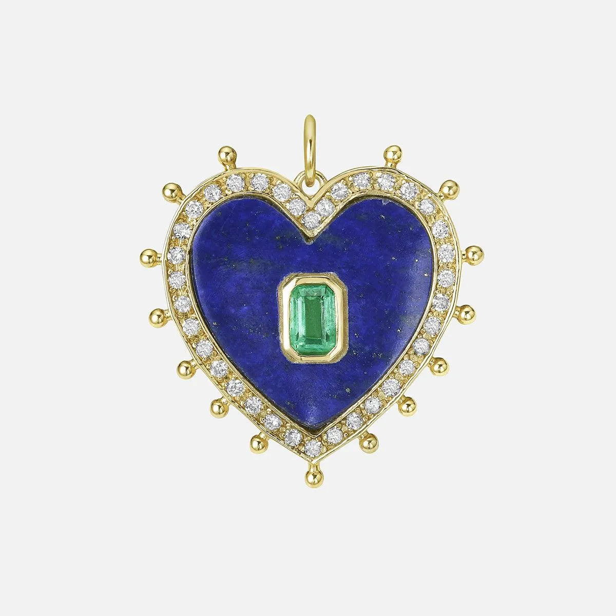 Lucia Emerald and Lapis Lazuli Heart Charm - At Present