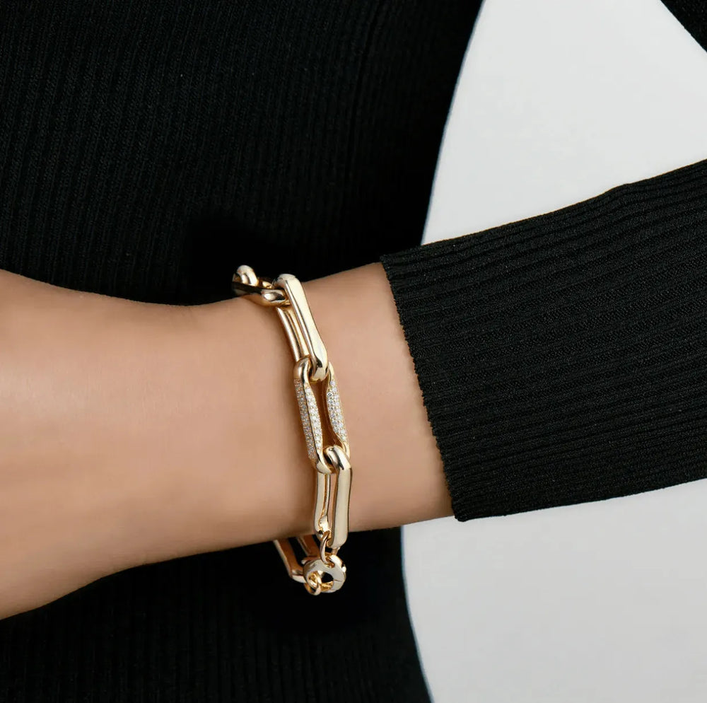 Milano Diamond Pinched Link Bracelet by Lionheart - At Present Jewelry