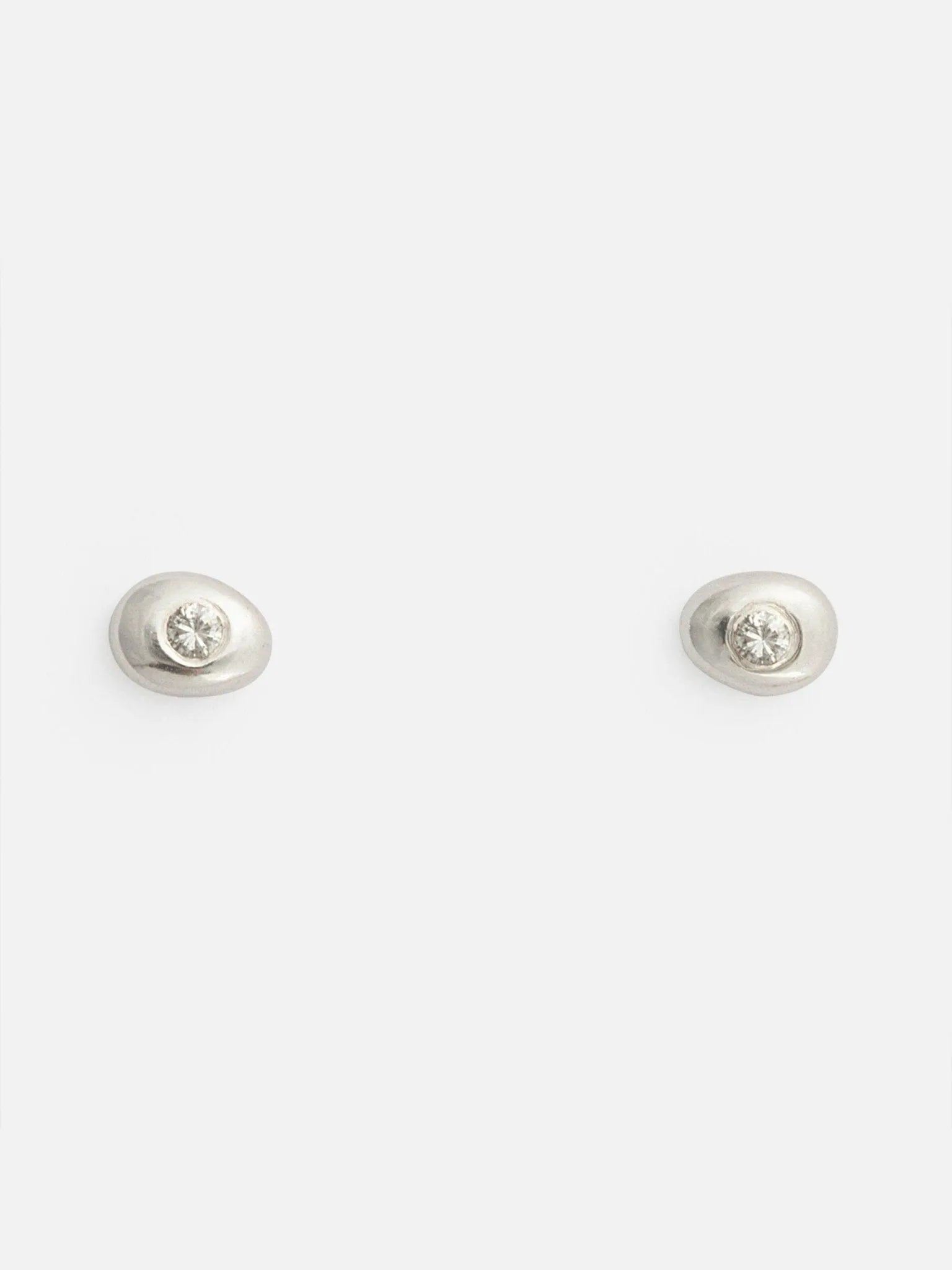 White Diamond Pebble Studs - At Present