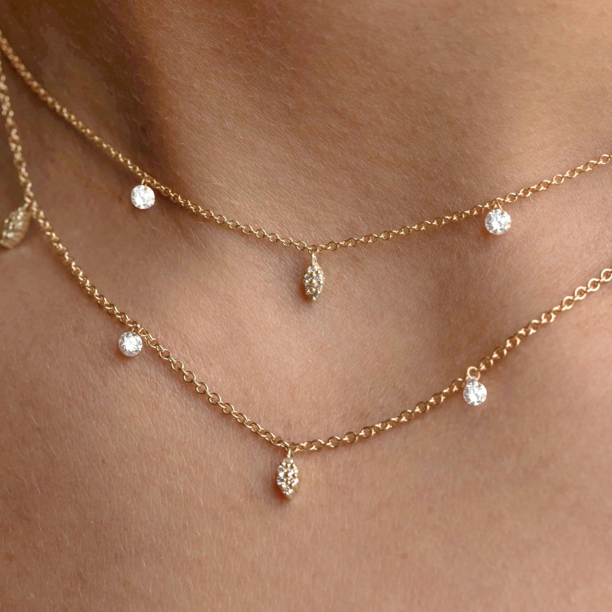 Floating Diamond Charm Necklace - At Present