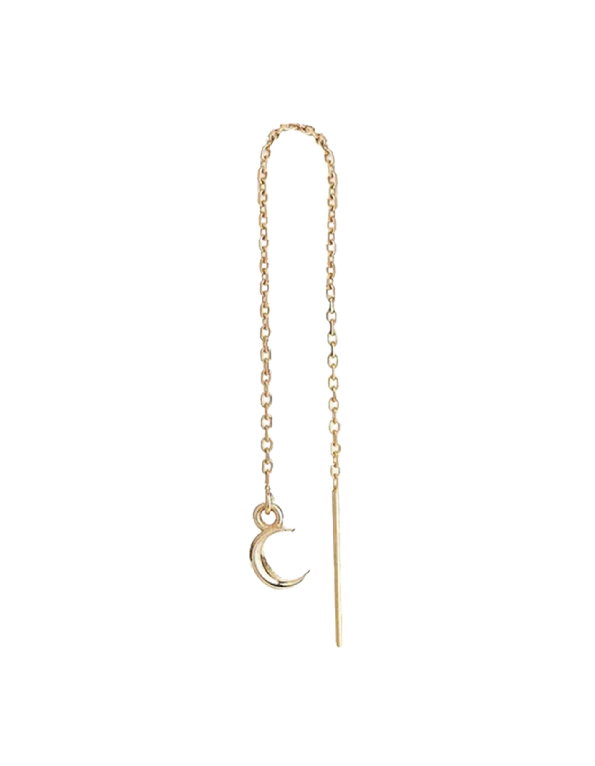 Itty Bitty Threader Earring, Moon