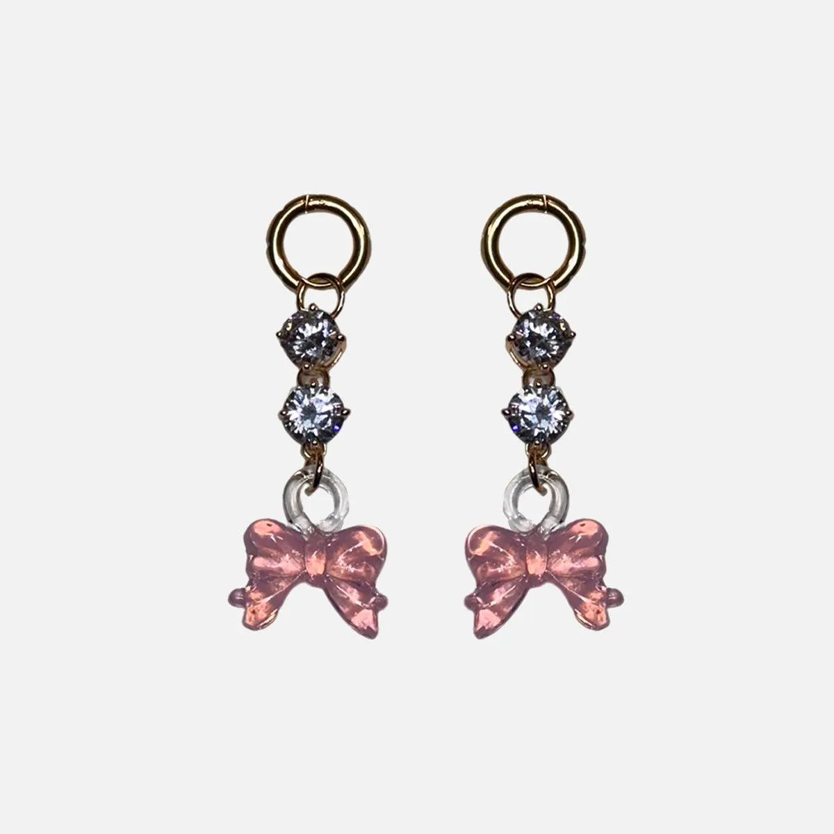 Midnight Dance Bow - Peep Earrings, Pink - At Present