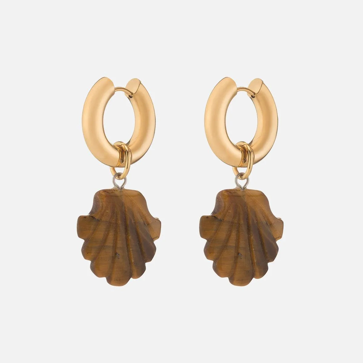 Shell We Dance Earring, Tigers Eye - At Present