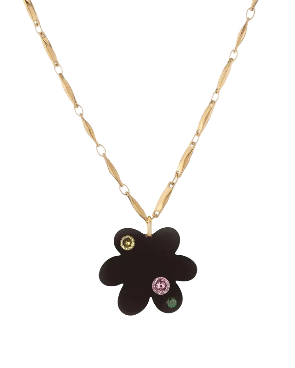 Super Bloom Necklace, Black Agate by NOTTE - At Present Jewelry