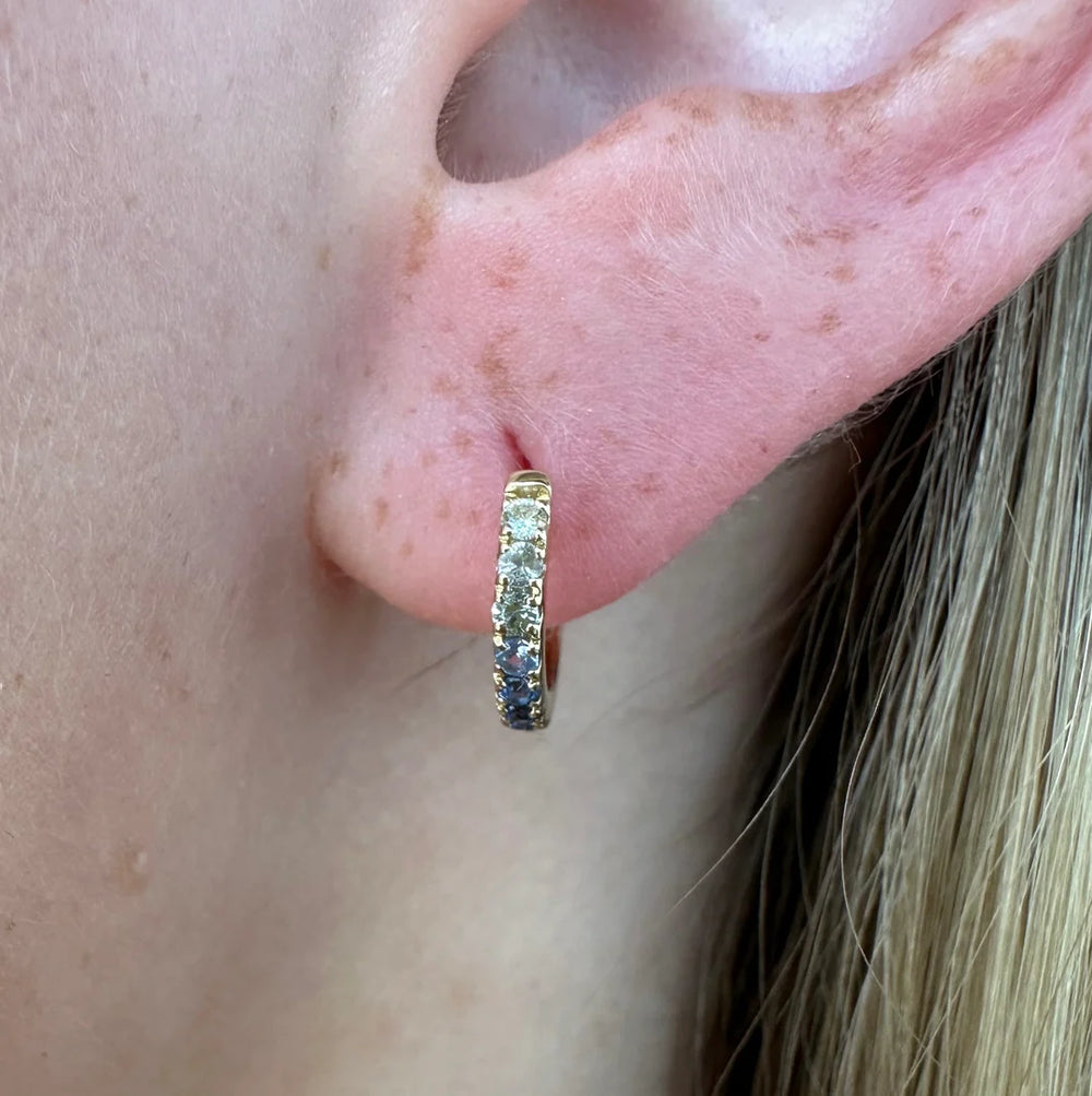 Ombre Blue Sapphire Huggies by Rebecca Pinto - At Present Jewelry