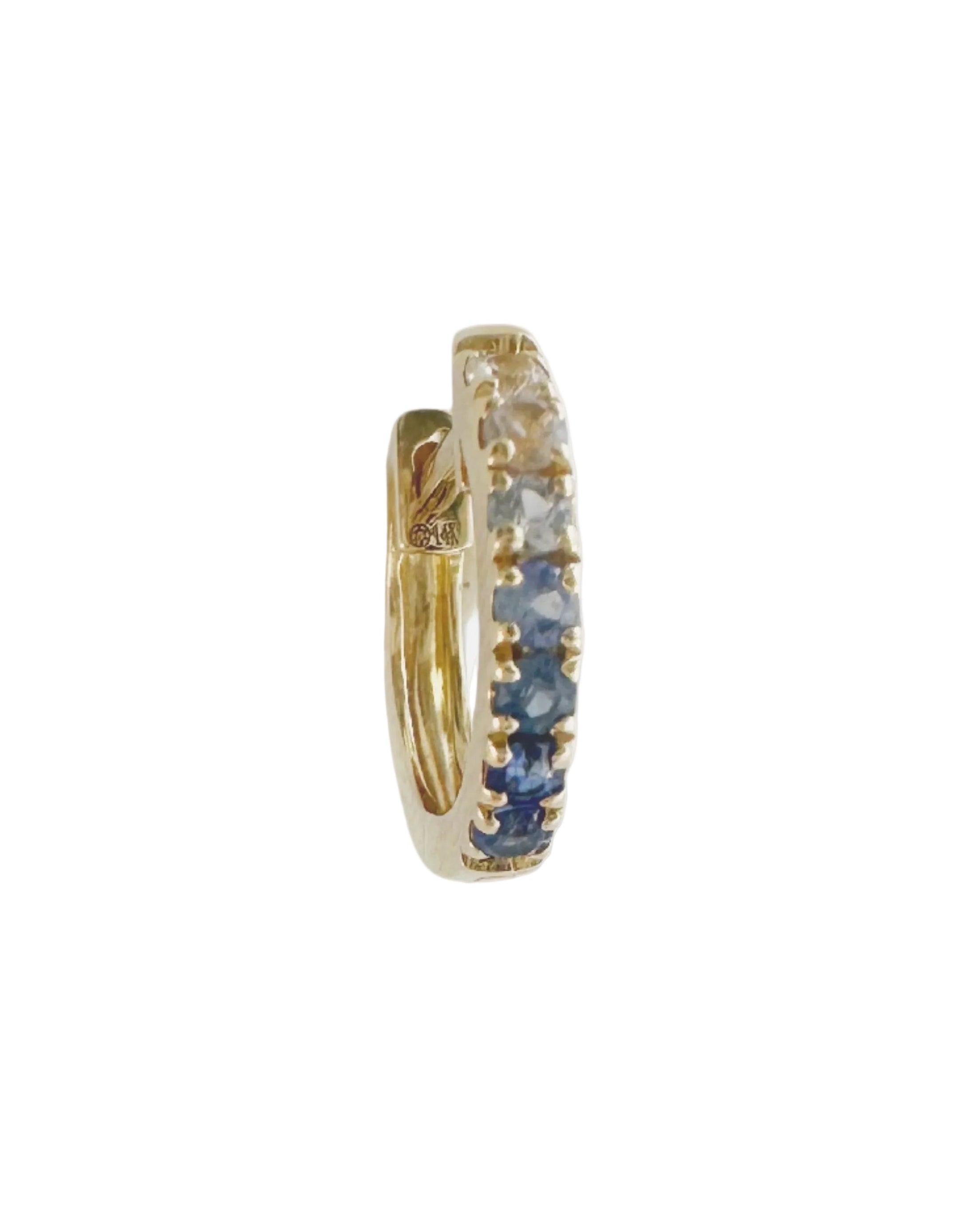Ombre Blue Sapphire Huggies by Rebecca Pinto - At Present Jewelry