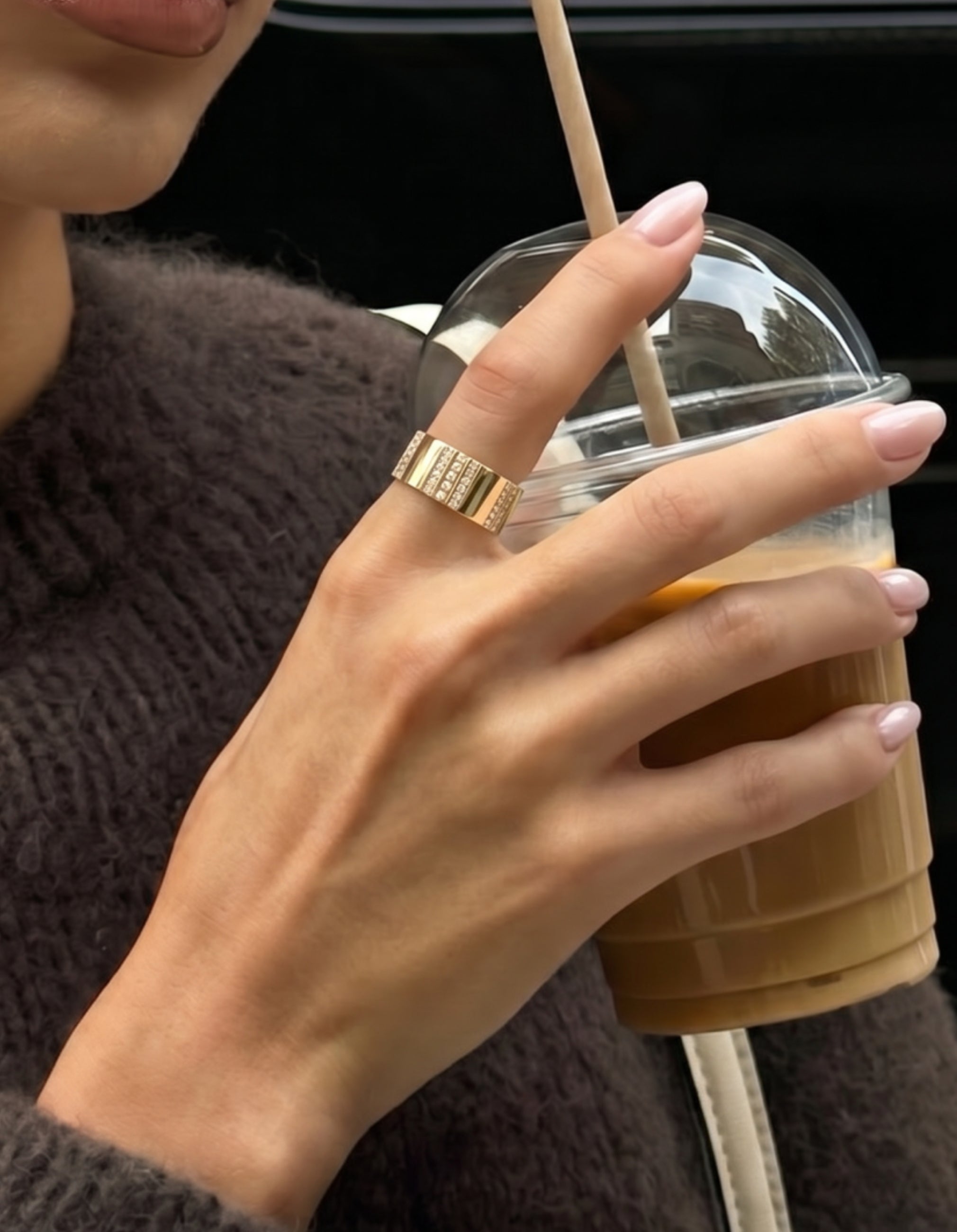 Pinstripe Strength Diamond Cigar Band Ring
