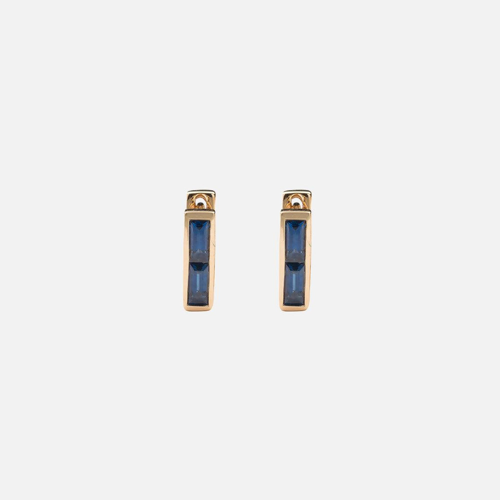 Chubby Sapphire Square Huggie Earrings by Ri Noor - At Present Jewelry