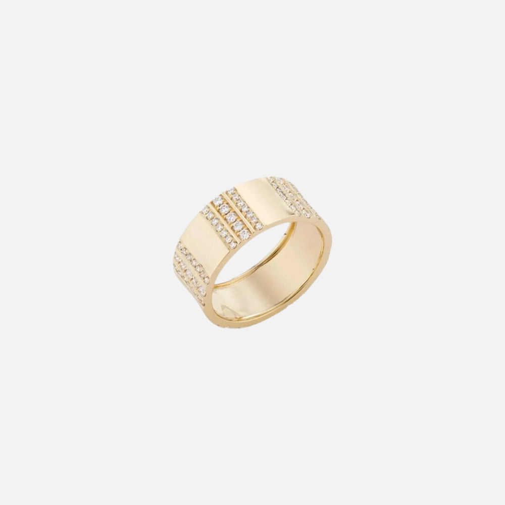 Pinstripe Strength Diamond Cigar Band Ring by Ri Noor - At Present Jewelry