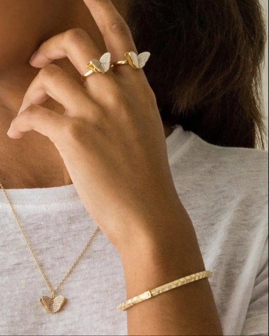 Pinstripe Strength Knife Edge Diamond Bangle Bracelet by Ri Noor - At Present Jewelry