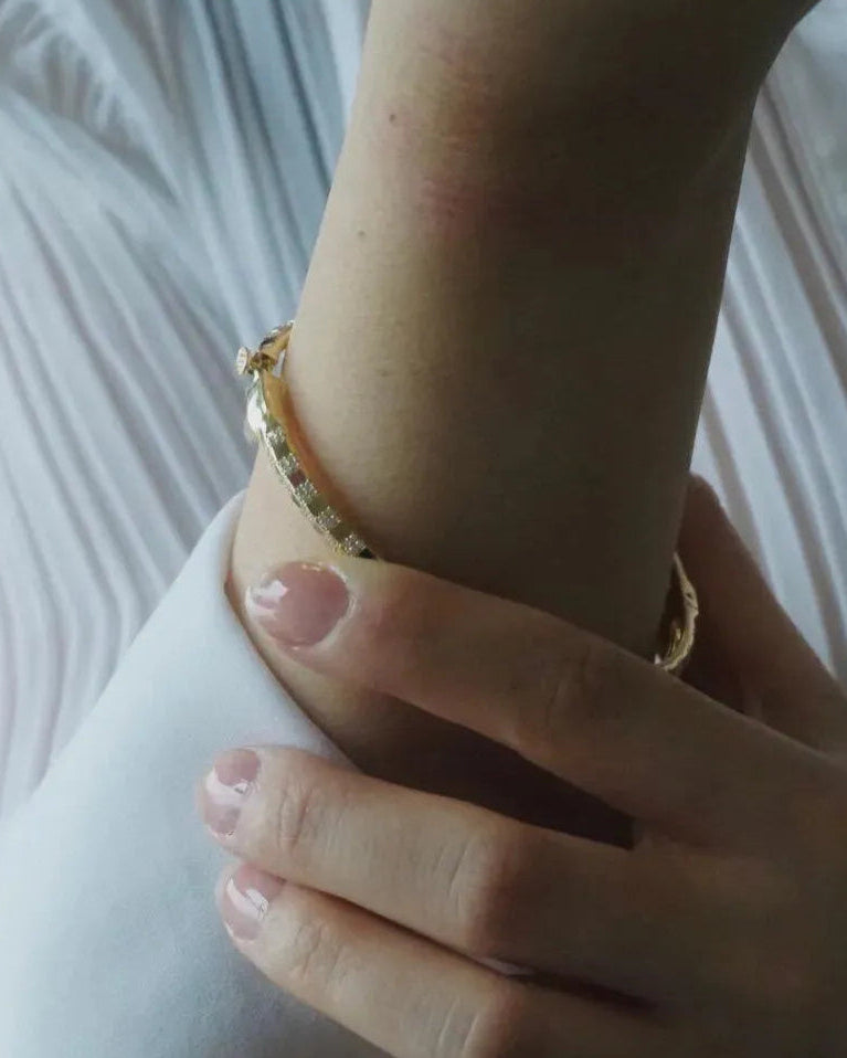 Pinstripe Strength Knife Edge Diamond Bangle Bracelet by Ri Noor - At Present Jewelry