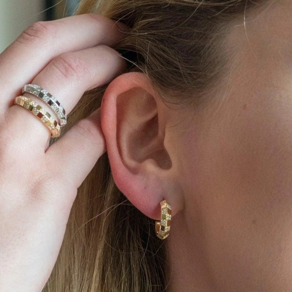 Pinstripe Strength Knife Edge Diamond Earring by Ri Noor - At Present Jewelry