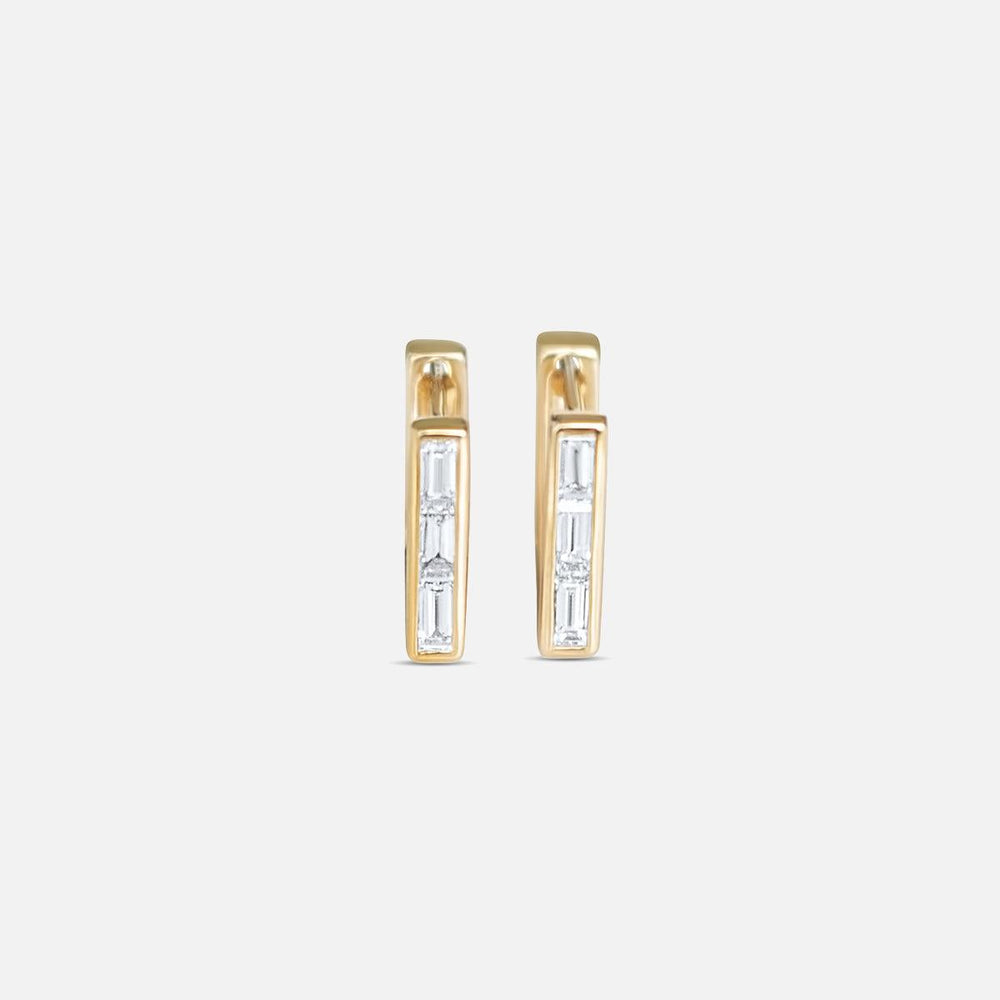 Skinny Square Diamond Huggie Earrings by Ri Noor - At Present Jewelry