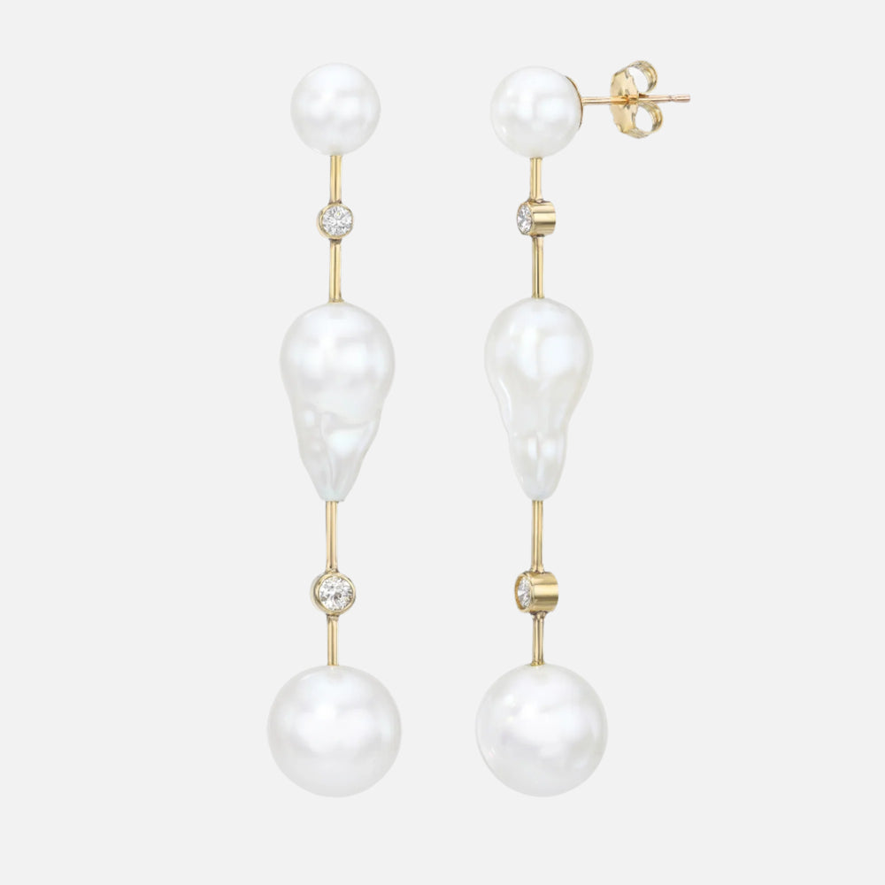 Diamond Round Cloudbar Earrings by White/Space - At Present Jewelry