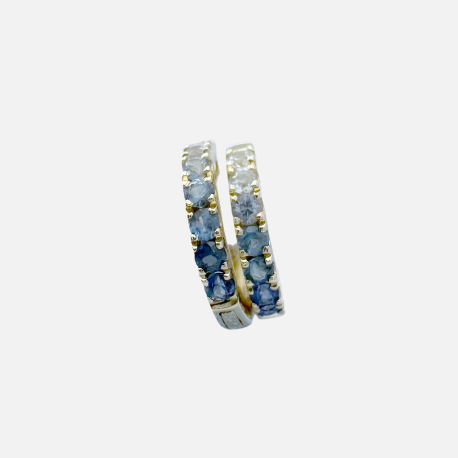 Ombre Blue Sapphire Huggies by Rebecca Pinto - At Present Jewelry